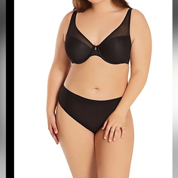 Curvy Couture Sheer Mesh Plunge Push Up Underwire Bra 42D New - Picture 5 of 6